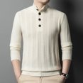 thumbnail image 3 of Suéter de lana de cuello medio con botones, grueso y cálido, nuevo, para hombre, jersey de marca de negocios para otoño e invierno, 3 of 5
