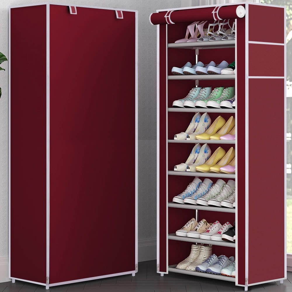 Private Jungle 8 Tier Shoe Storage Closet Organizer Rack with Cover, Free Standing, Holds 24 Pairs, Good for Sneakers, Flats, Heels & Boots,Burgundy Private Jungle 8 Tier Shoe Storage Closet Organizer Rack with Cover, Free Standing, Holds 24 Pairs, Good for Sneakers, Flats, Heels & Boots,Burgundy