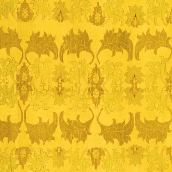 Ahgly Company Machine Washable Indoor Square Abstract Yellow Modern Area Rugs, 7' Square