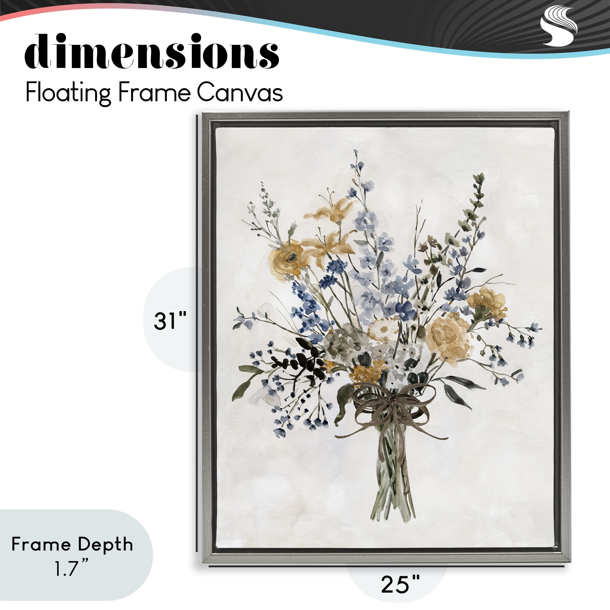 Stupell Industries Delicate Botanicals Bushel Gray Framed Floater Canvas Wall Art, design by Carol Robinson