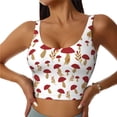 thumbnail image 3 of Goofa Red Mushroom Printed Sports Bras for Women, High Impact Running Bra Workout Crop Tank Tops Longline Sports Bra Push up-, 3 of 9