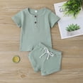 thumbnail image 3 of Bagilaanoe 2pcs Newborn Baby Boy Girl Short Pants Set Short Sleeve T Shirt Tops + Shorts 6M 9M 12M 18M 24M Infant Casual Summer Outfits, 3 of 6