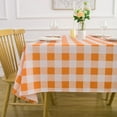 thumbnail image 5 of Fall Thanksgiving Tablecloth Orange and White Gingham Rectangle Table Cloth 60 x 84 Inch - Oblong Orange Checkered Buffalo Plaid Polyester Farmhouse Table Cover Reusable Water Resistant, 5 of 6