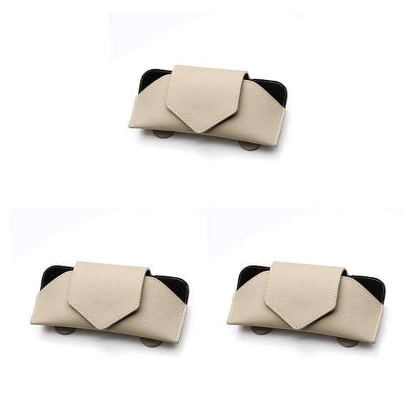 Sidaley Funda de cuero con clip para gafas de sol para coche, soporte de montaje interior, color beige Type1 NO1