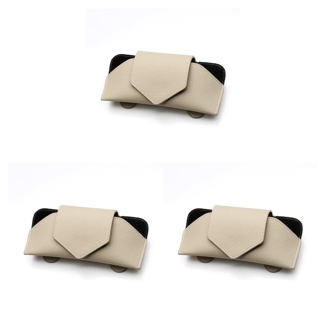 Sidaley Funda de cuero con clip para gafas de sol para coche, soporte de montaje interior, color beige Type1 NO1