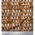 thumbnail image 1 of Soimoi Brown polyester Crepe Fabric Text & Owl Bird Printed Fabric 1 Yard 42 Inch Wide, 1 of 3