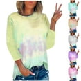 thumbnail image 4 of UYISJ 3/4 Sleeve Tops for Women Tie Dye Cute Tees Shirt Crewneck Side Split Casual Loose Fit Blouse, 4 of 4