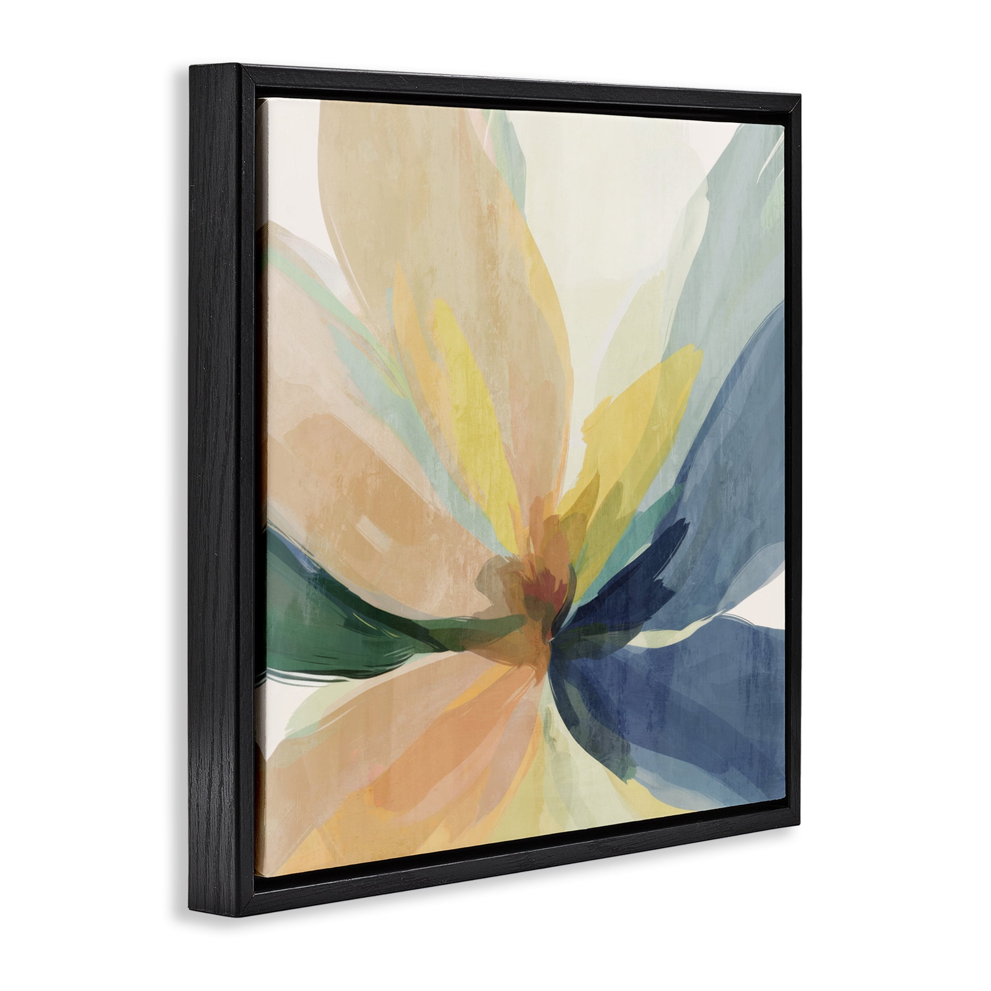 Flared Abstract Neutral Petals Black Framed Floater Canvas Wall Art, design by Irena Orlov