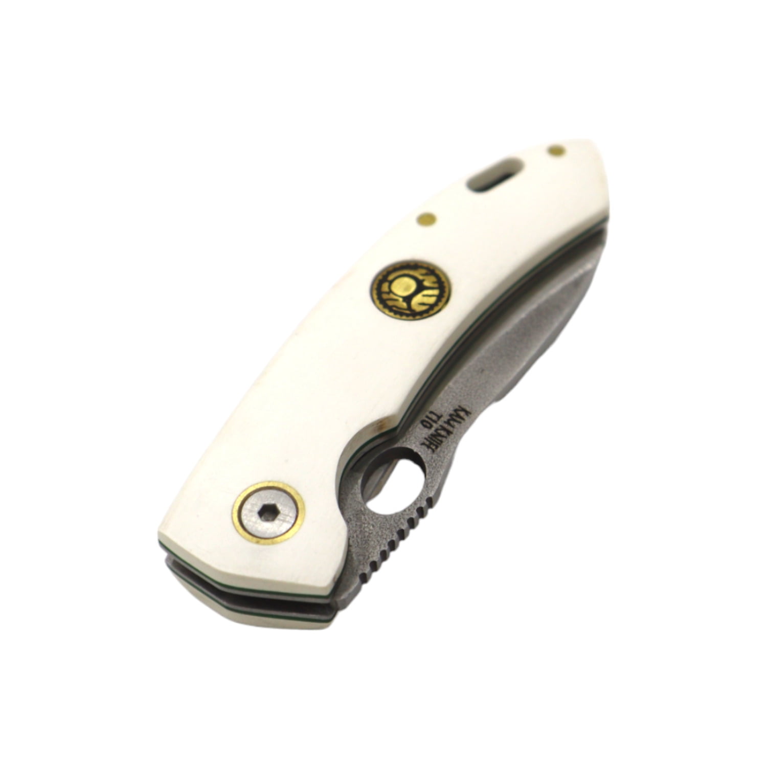 Kam Knife - Folding Knife BÖHLER Stainless Steel N690 with 3.14" Blade EDC Knife; White Handle Camping Knife; Small Hunting Knife Perfect for Outdoors and Hiking