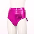 thumbnail image 4 of Kaerm Women's Metallic Dance Festival Rave Bottoms Metallic High Waisted Booty Shorts Hot Pink M, 4 of 7