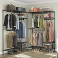 thumbnail image 2 of UWR-Nite Garment Rack, Heavy Duty Clothes Racks with 3 Hanging Rods, 4 Tiers Wire Shelving Clothing Rack Freestanding Closet Metal Wardrobe Closet Rack, Max Load 650LBS, 2 of 5