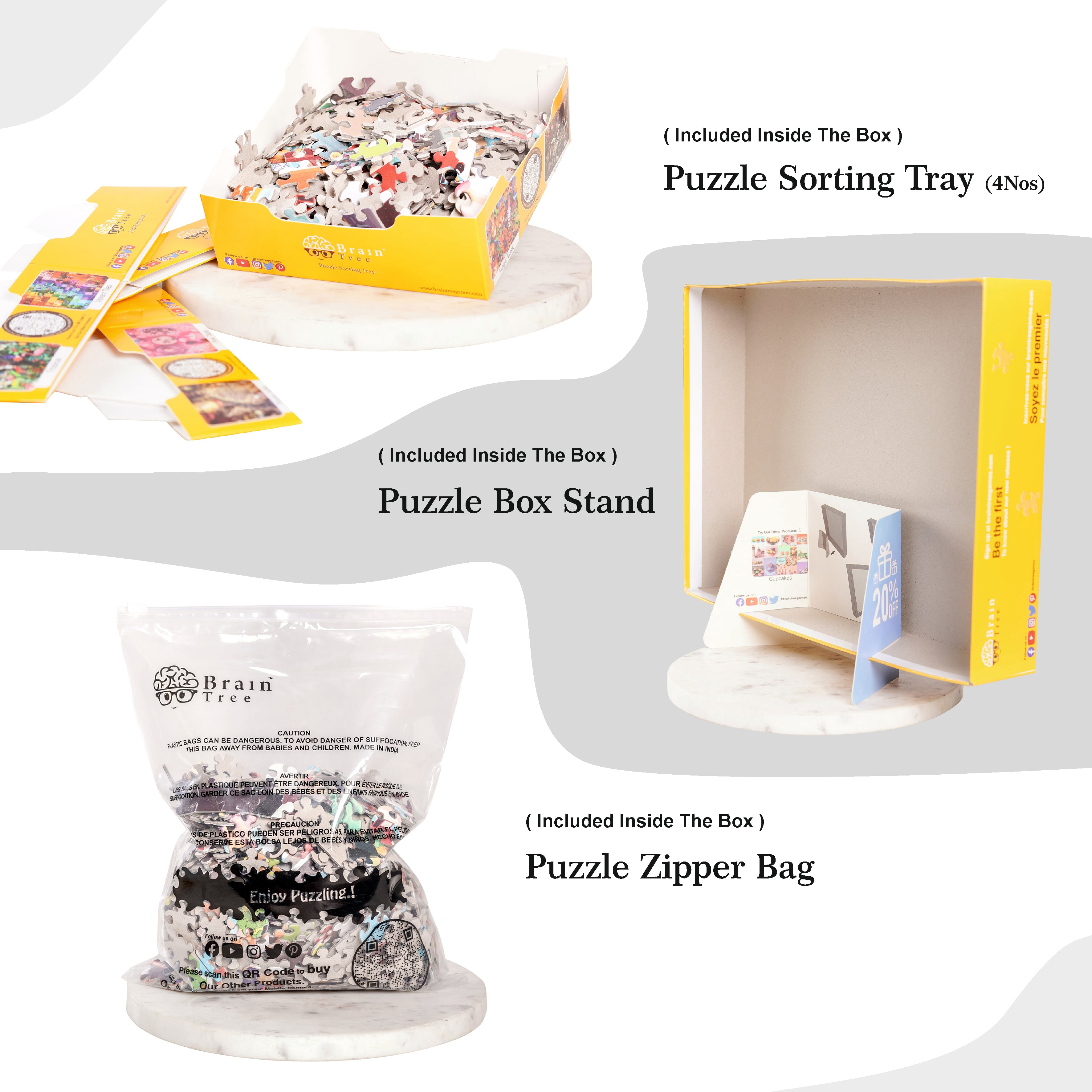 Brain Tree - Country Train 1000 Piece Puzzles for for Adults And Kids 12+ Unique Puzzles for Adults And Kids 1000 Pieces with With 4 Puzzle Sorting Trays And Droplet Technology for Anti Glare & Soft T