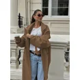thumbnail image 2 of Abrigos largos de lana con solapa para mujer, abrigo holgado de doble botonadura con bolsillos, ropa de calle elegante para mujer, moda de otoño, nuevo, 2 of 5