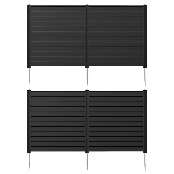 Gymax Privacy Fence Screen 48'' L x 48'' H Air Conditioner Fence w/ Metal Ground Stakes Black