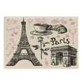 thumbnail image 1 of Eiffel Tower Cutting Board, Paris Eiffel Tower Bakery Delicious Croissant Traditional Floral Design, Decorative Tempered Glass Cutting and Serving Board, Large Size, Pink Dark Brown, by Ambesonne, 1 of 1