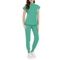 thumbnail image 4 of MLQIDK Scrubs for Women Set Clearance Plus Size Medical Uniforms Stretchy V Neck Scrub Tops and Pants Nursing Uniforms Scrub Set Clothing Set for Women Turquoise S, 4 of 5