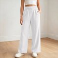 thumbnail image 2 of NOLDARES Girls Wide Leg Sweatpants Waist, Baggy Kids Pants, Loose Joggers, Pockets, Soft, Fall, Winter(W108-White), 2 of 8