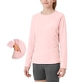 thumbnail image 2 of Jinhomg Girls Long Sleeve Shirt with Pockets UPF50+ Lightweight Crewneck Quick Dry Sun Shirts Kids Basic Active Workout Running Tee Pink,4 Years, 2 of 7