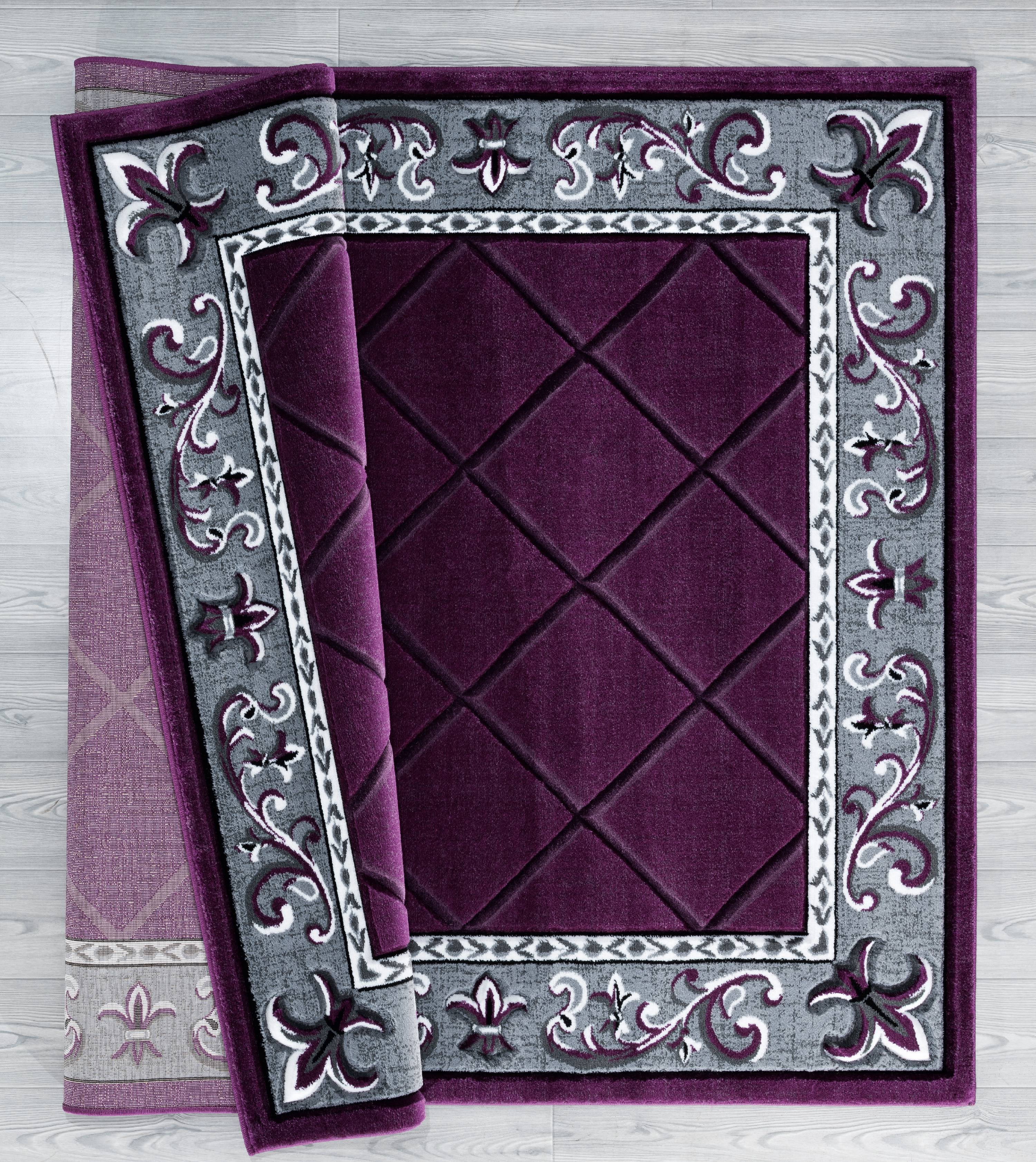 United Weavers Drachma Kengsley Transitional Border Area Rug, Plum, 7'10" x 10'6"