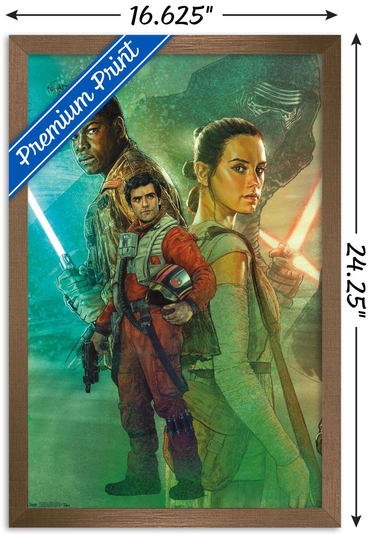 Star Wars: The Force Awakens - Celebration Mural Wall Poster, 14.725" x 22.375", Framed