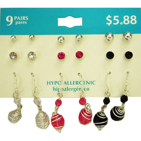 Everyday Essentials Multi-Color Stud and Drop Earring Set, 9-Pair