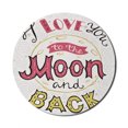 thumbnail image 1 of I Love You Mouse Pad for Computers, I Love You to the Moon and Back Phrase Hand Drawn Friends Couples Design, Round Non-Slip Thick Rubber Modern Mousepad, 8" Round, Pink Yellow Pearl, by Ambesonne, 1 of 2