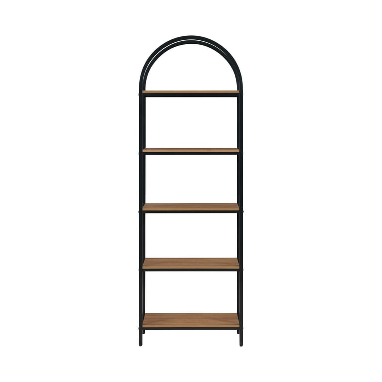 Mainstays 5-Shelf Metal and Wood Arch Open Bookcase