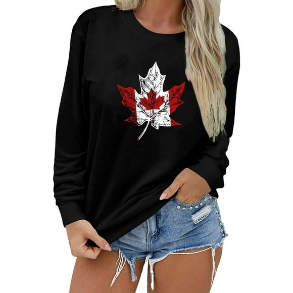 Zhanying Canada Sweatshirt Women Vintage Graphic Cute Pullover Oversized Long Sleeve Fall Tops Sweaters 2025 Trendy Clothes