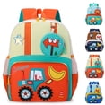 thumbnail image 2 of FUZHIQ Cartoon Excavator School Backpack for 1st 2nd 3rd 4th Grade, Construction Theme Bookbag with Matching Coin Pouch, Colorful School Bag for Ages 4-10, Blue, 2 of 7