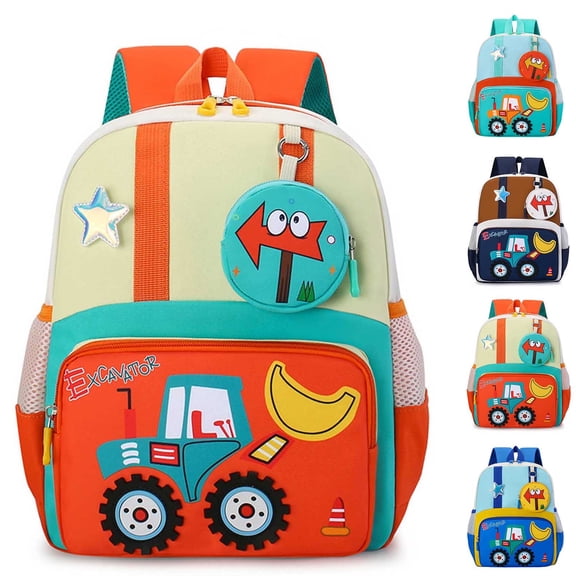 ibiyuan School Backpacks Forklift Cartoon Print Lightweight Durable Travel School Bag for Ages 3rd 4th 5th 6th, Primary School, Outdoor Activities, Weekend Trip