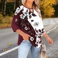 thumbnail image 5 of LEKWK Plus Size Womens Dressy Tops Regular Fit Keyhole Neck 3/4 Sleeve Tops Regular Fit Elegant Flower Print Blouses & Button-Down Shirts Contrast Color Design Business Casual Outfits, 5 of 7