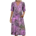thumbnail image 2 of ALLLIST Womens Dresses Purple Midi Summer Sundress Floral Fashion Tent Clothing for Women Size S-3XL, 2 of 6