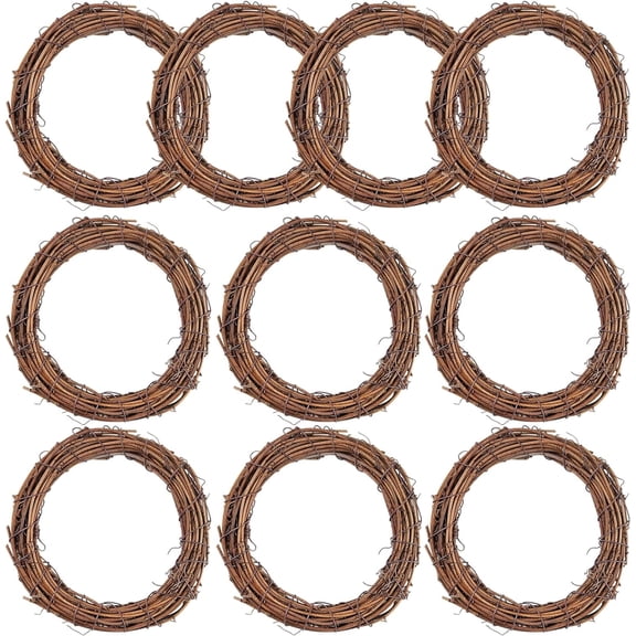 Grapevine Wreath Set, 10 Pieces Natural Vine Branch Wreath Christmas DIY Rattan Wreath Garland for Christmas Holiday Craft Wedding Decor (6 in.)