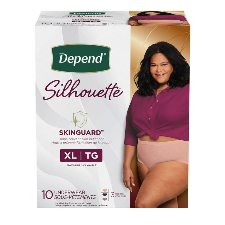 Depend Silhouette Incontinence and Postpartum Underwear for Women, Maximum  Absorbency, Disposable, Medium, Pink, 56 Count (2 Packs of 28) (Packaging  May Vary) 