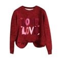 thumbnail image 7 of ClodeEU Women's Valentine's Day Love Print Sweater ,Long Sleeve Round Neck Loose Knit Tops Red,Womens Plus L, 7 of 7