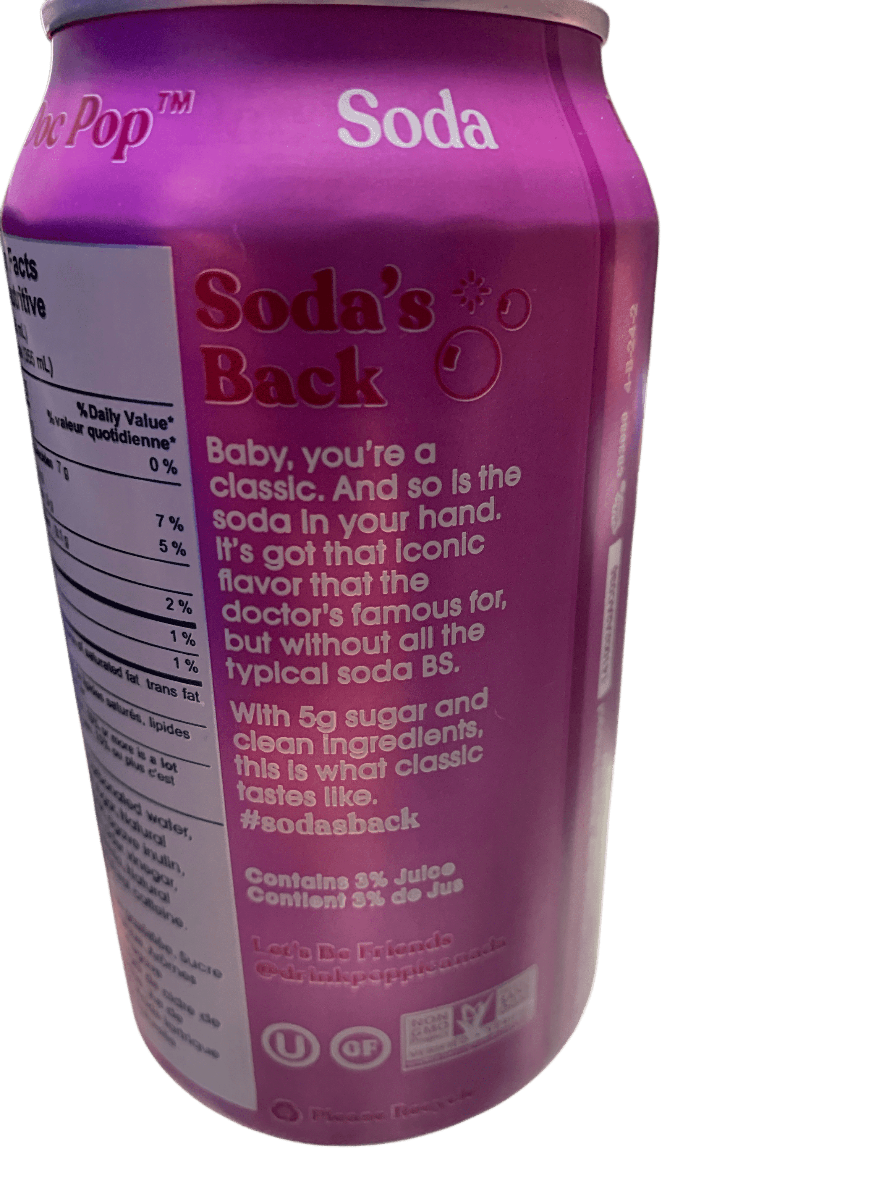 poppi Doc Pop Les Soude 355 mL Canette de poppi DOC POP 355 mL