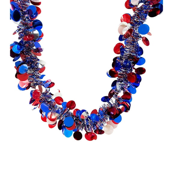 4th of July Decor Patriotic Glitter Tinsel Garland Decoration, Red White Blue Metallic Tinsel Twist Garland, Shiny Tinsels for Independence Day Memorial Day Decor 59 in