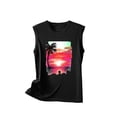 thumbnail image 4 of Penkiiy Hawaiian Beach Tank Tops for Women Palm Tree Graphic Shirts Sunset Beach Tank Vest Vintage Summer Vacation Sleeveless Tee XL Black, 4 of 5