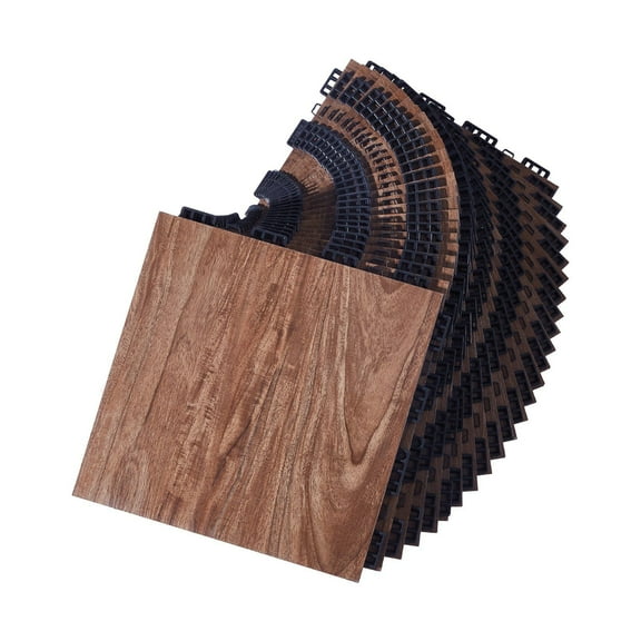 Interlocking Protective Floor Tiles (25-Pack), 12.4x12.4 Inch Brown Puzzle Mats for Gym Flooring, Dance Enthusiasts, Home Workout