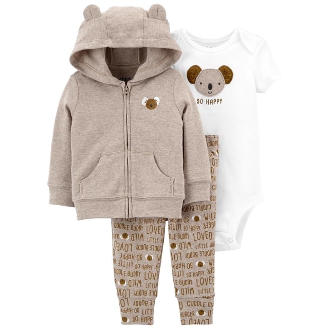 Conjunto Carter's 3 piezas Cafe 12M Capucha de Oso