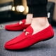 thumbnail image 3 of Zapatos de diseñador para hombre, zapatos de hombre, zapatos de cuero sin cordones, zapatos casuales para hombre, mocasines de conducción rojos para adultos, mocasines suaves antideslizantes (25,5 cm), 3 of 3