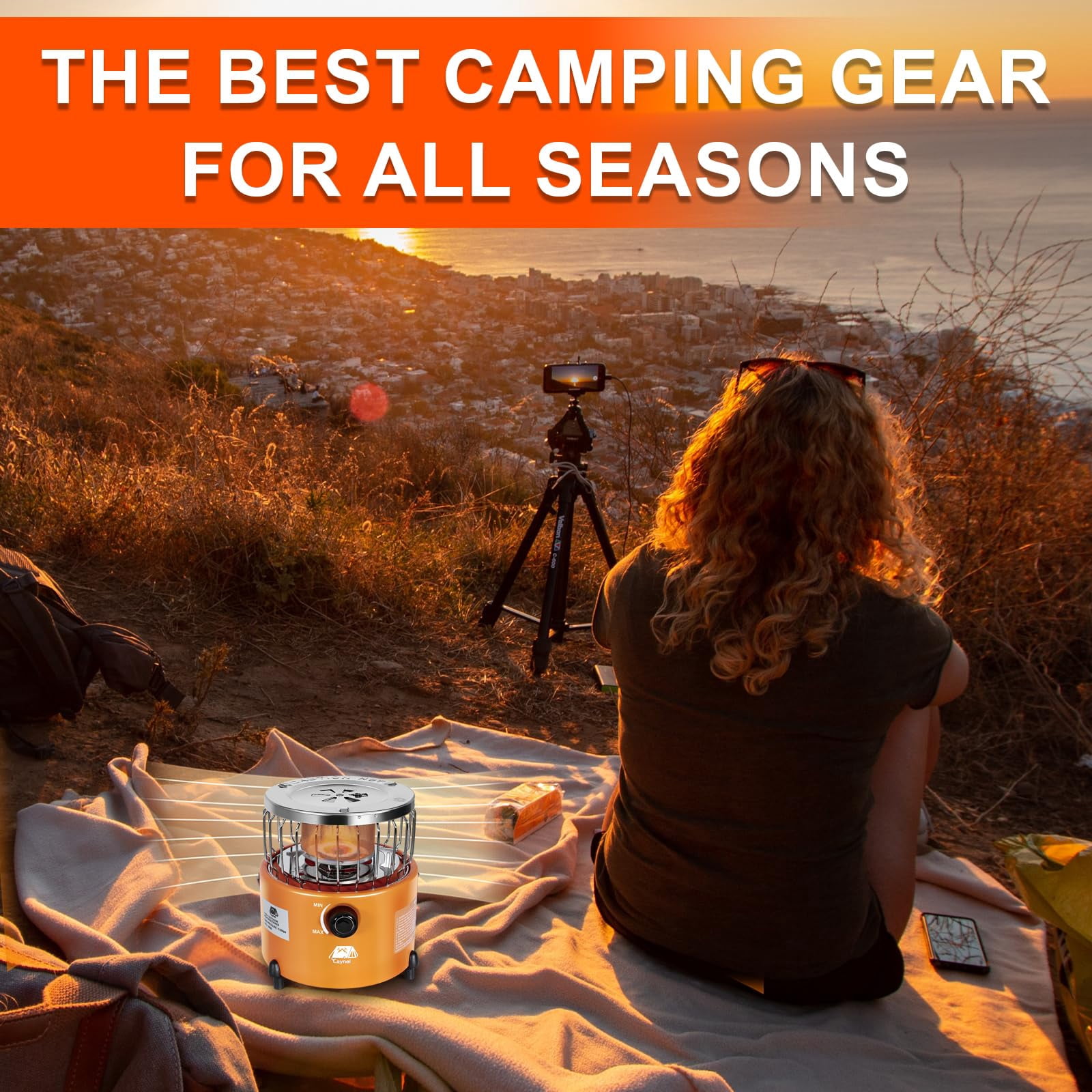 Caynel Portable Propane Heater and Stove Camping Liquefied Gas Stove ,Orange