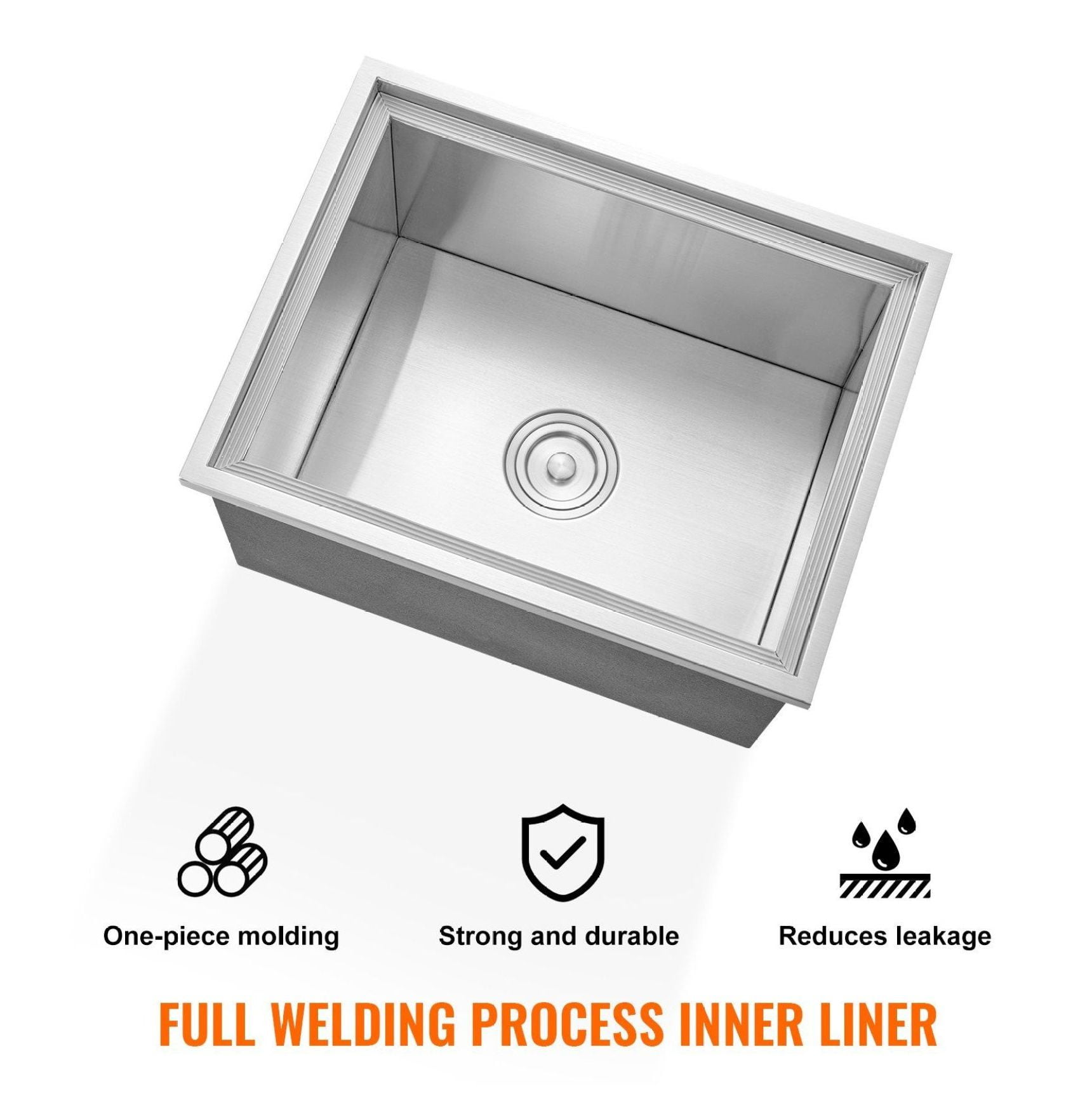 Stainless Steel Drop In Ice Chest 40qt, 22x17x12", Commercial Ice Bin, Outdoor Kitchen Cooler, Drain Included, Wine Beer