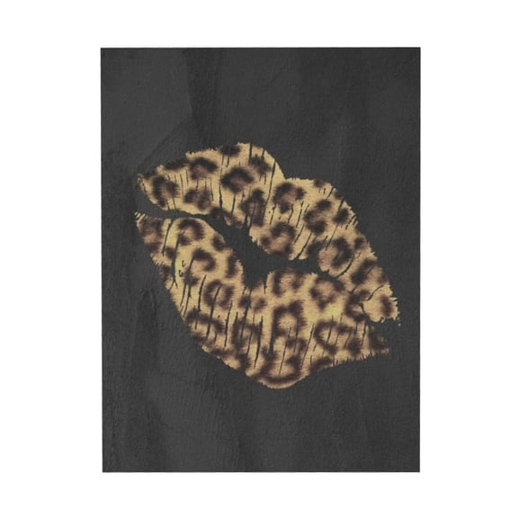 Aarocafa – Unframed Leopard Print Lip Canvas Art – Casual Edgy Fashion Decor for Flexible Wall Styling – High-Quality Matte Canvas; Ready-to-Hang – 8x10in