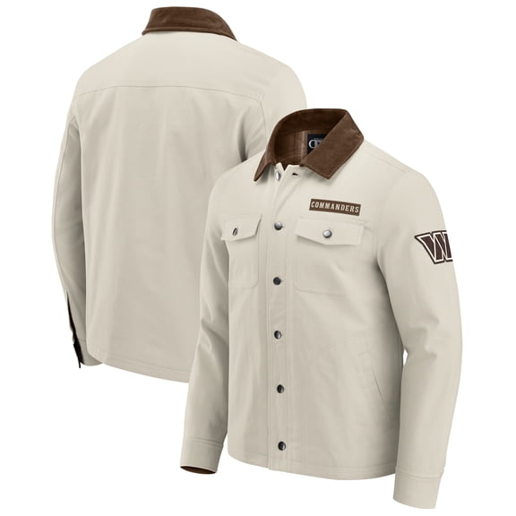 Men's NFL x Darius Rucker Collection by Fanatics Tan Washington Commanders Midweight Canvas Full-Button Jacket