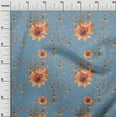thumbnail image 2 of oneOone Cotton Silk Grayish Blue Fabric Flower & Leaves Watercolor Quilting Supplies Print Sewing Fabric By The Yard 42 Inch Wide, 2 of 4