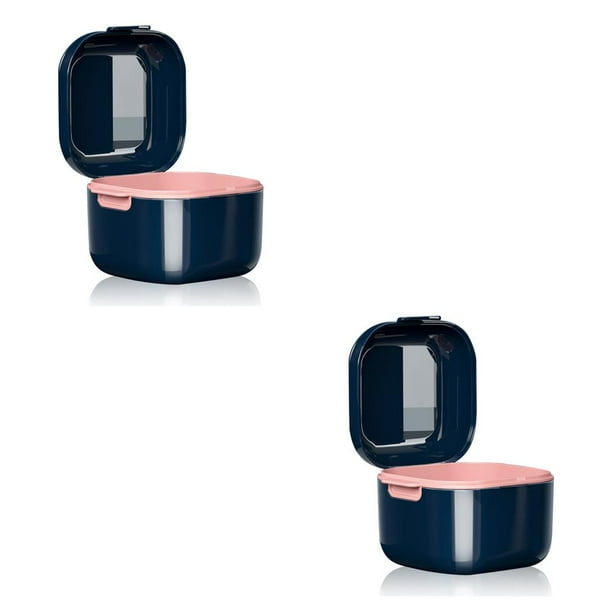 Toystoory Estuche para aparatos ortopédicos Protector bucal que transporta falsos Caja de almacenamiento Drenaje de plástico Contenedor de joyas Azul 2piezas Toystoory CBP196264
