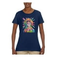 thumbnail image 2 of Wild Bobby Rainbow Painted Mother Mary Dean Russo Design Inspirational/Christian Women Graphic Tee, Navy, X-Large, 2 of 6