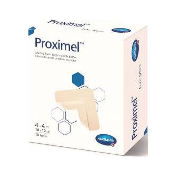 Proximel Silicone Foam Dressing  5 X 5in Square Adhesive with Border Sterile - Box of 10