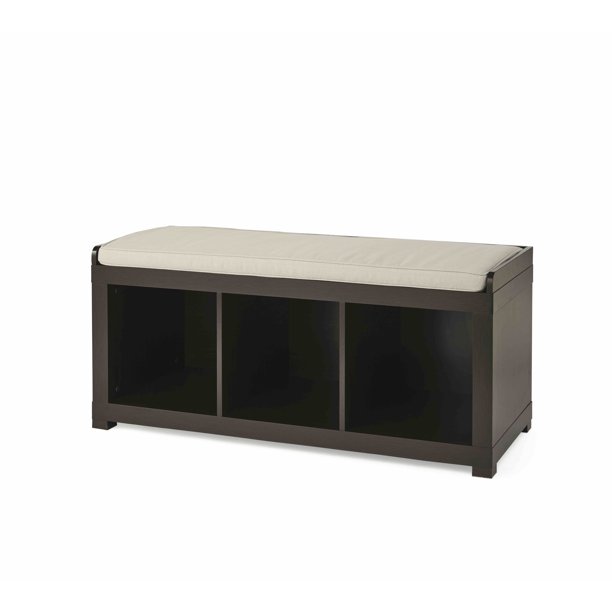 Better Homes and Gardens 3Cube Organizer Storage Bench, Espresso